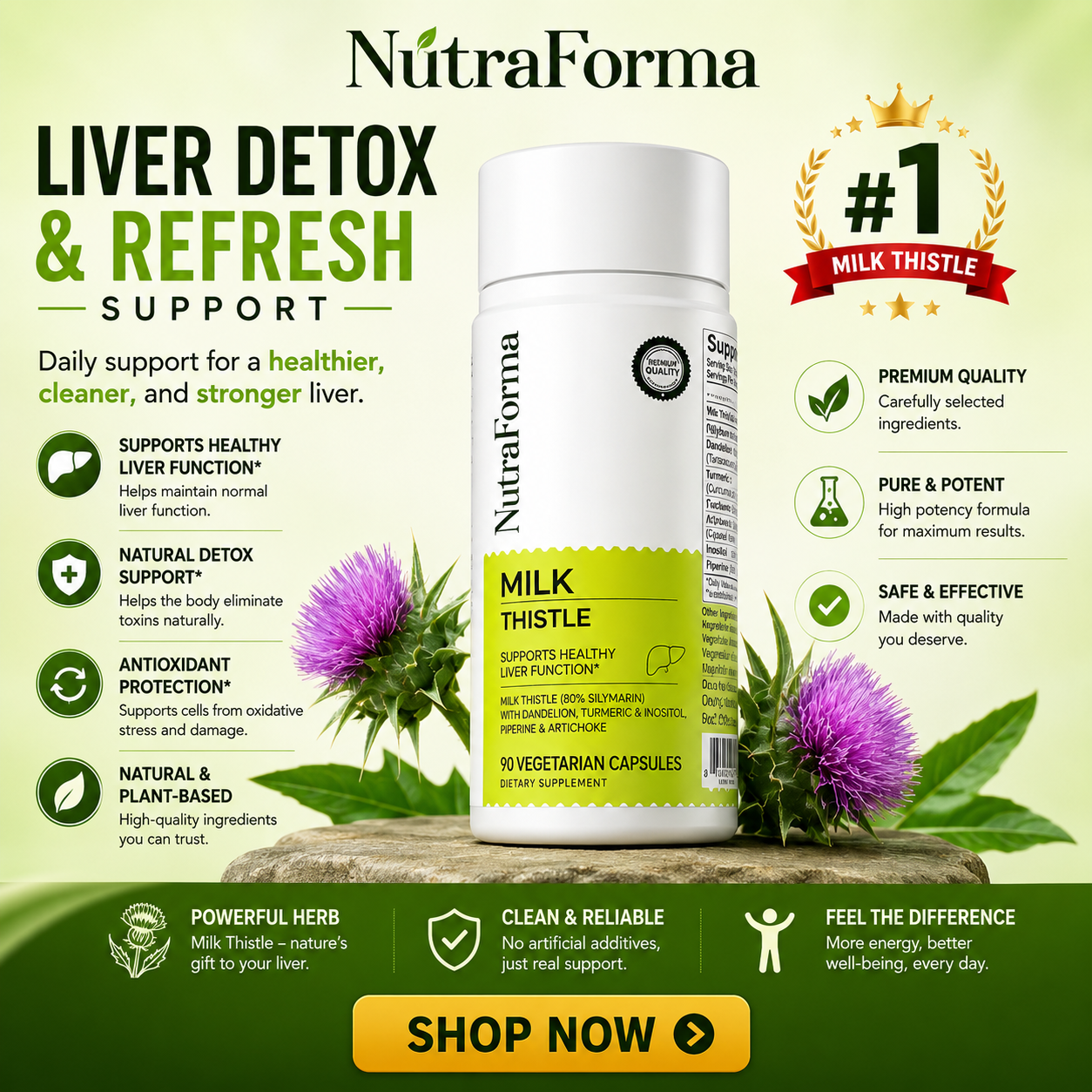 Milk thistle detox capsules - Liver support and cleansing